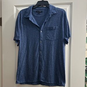 Banana Republic Navy Heather Short-Sleeve Button-Up Shirt